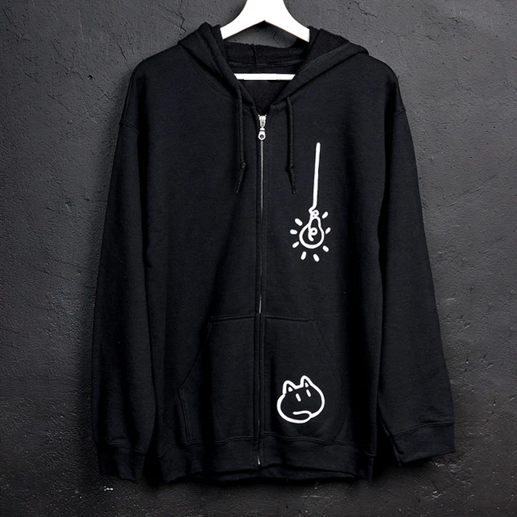 Omori Merch Mewo Zip Hoodie Waiting For Something To Happen Hoodie Husband Gifts