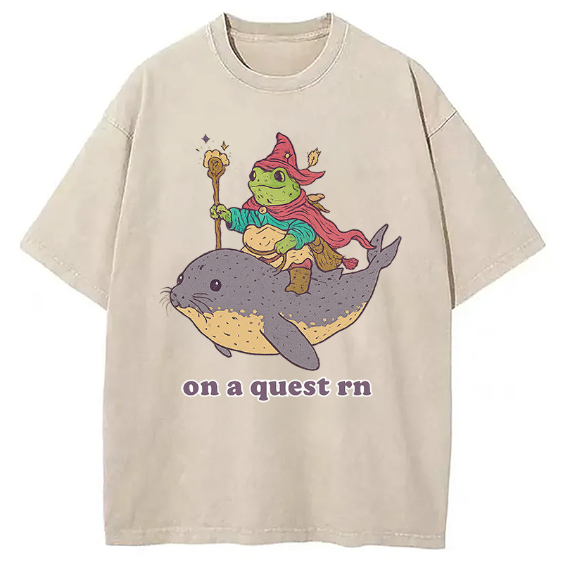 On a Quest Right Now Washed T-Shirt Retro Humor Outfit Idea Gifts For Brother On a Quest Right Now Washed T-Shirt Retro Humor Outfit Idea Gifts For Brother