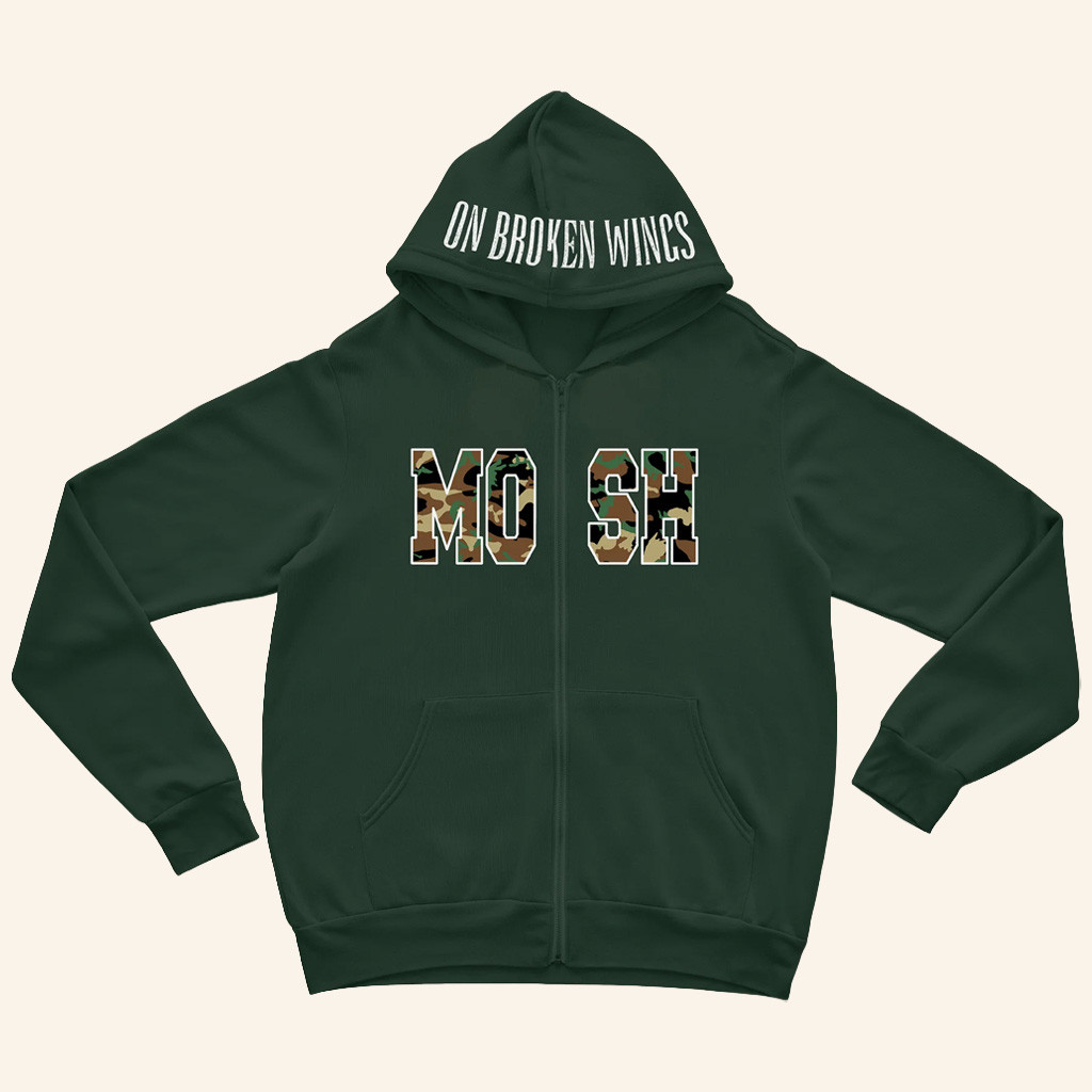 On Broken Wings Merch MOSH Camo Zip Hoodie Unique Gifts For Music Lovers On Broken Wings Merch MOSH Camo Zip Hoodie Unique Gifts For Music Lovers