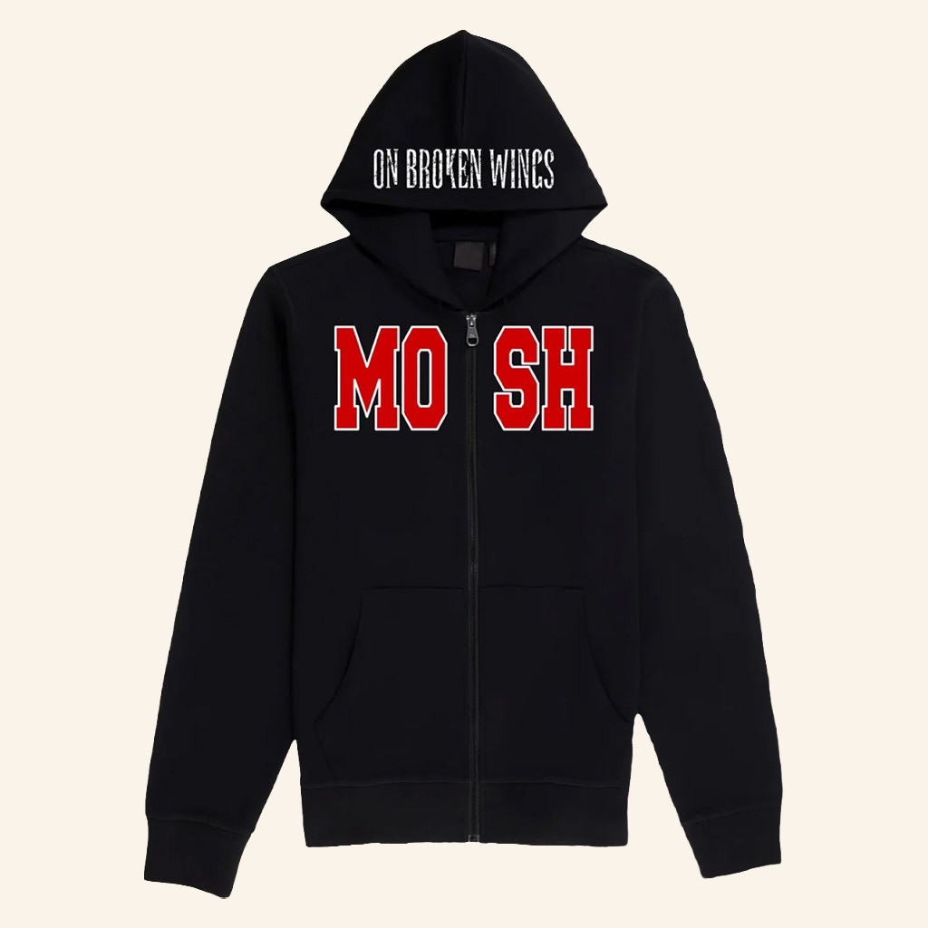 On Broken Wings Merch MOSH Zip Hoodie Music Lover Gift Ideas For Him