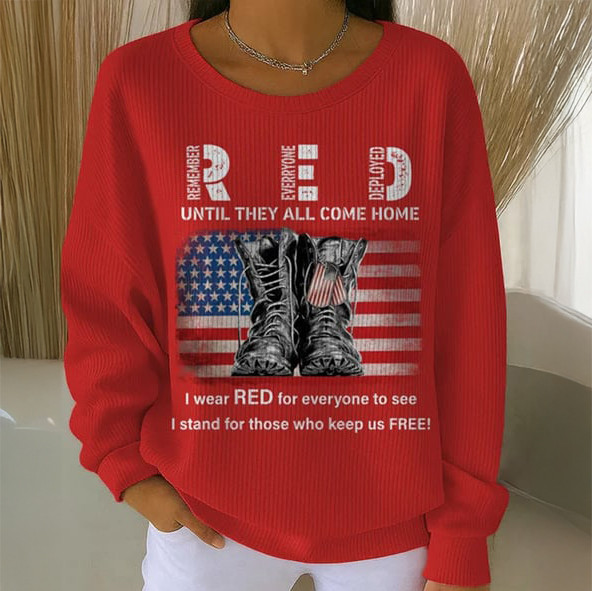 On Friday We Wear Red American Flag Sweatshirt Until They All Come Home Red Friday Apparel