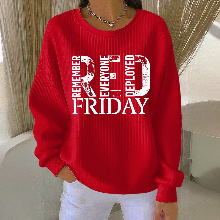 On Friday We Wear Red Sweatshirt Military Appreciation Month Clothing Veteran's Day Gift