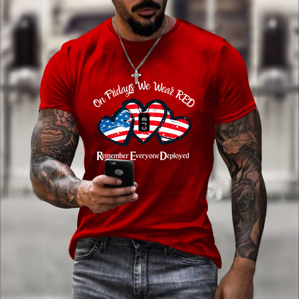 On Friday We Wear Red T-Shirt Remember Everyone Deployed Shirt Gift For Him
