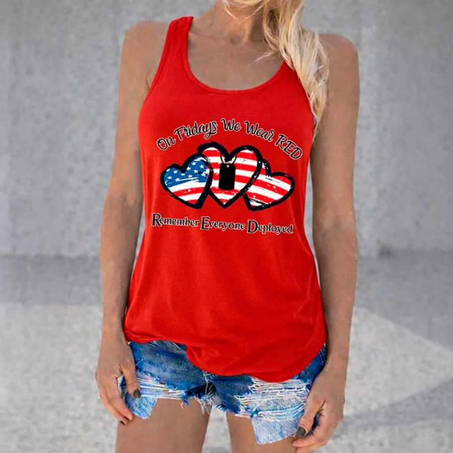 On Friday We Wear Red Tank Top Remember Everyone Deployed Shirt Memorial Gift