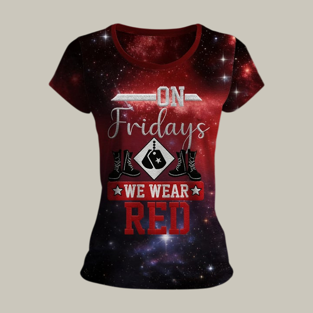On Fridays We Wear Red Galaxy T-Shirt Support Our Troops Shirt Red Friday Gift For Mother