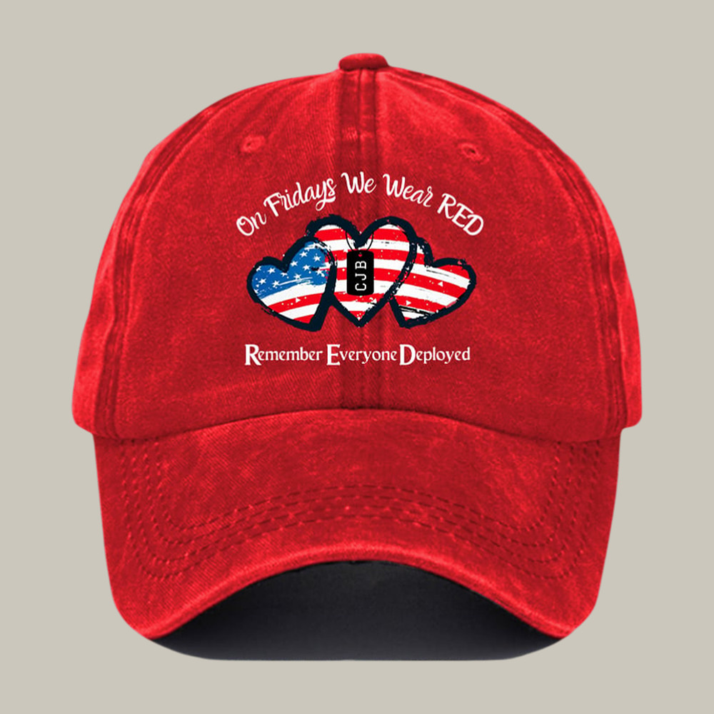 On Fridays We Wear Red Hat Veteran's Day Baseball Cap Patriotic Gift For Female Vet