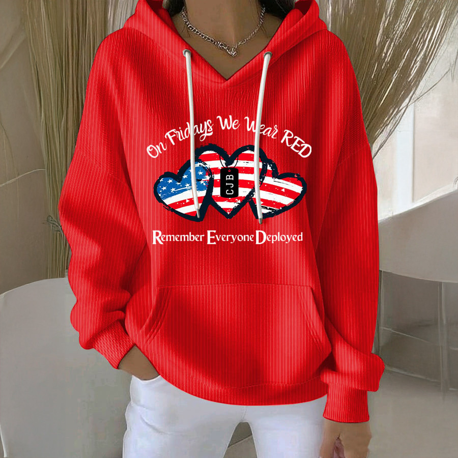 On Fridays We Wear RED Hoodie Red Friday Clothing Present For Her