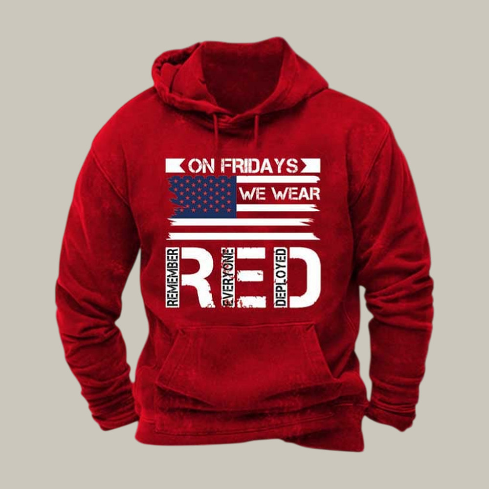 On Fridays We Wear RED Hoodie Remember Everyone Deployed Apparel Patriotic Gift