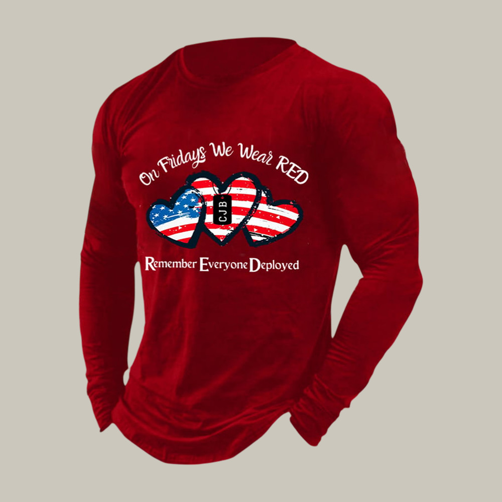 On Fridays We Wear Red Long Sleeve Shirt Red Friday Military Veteran Apparel