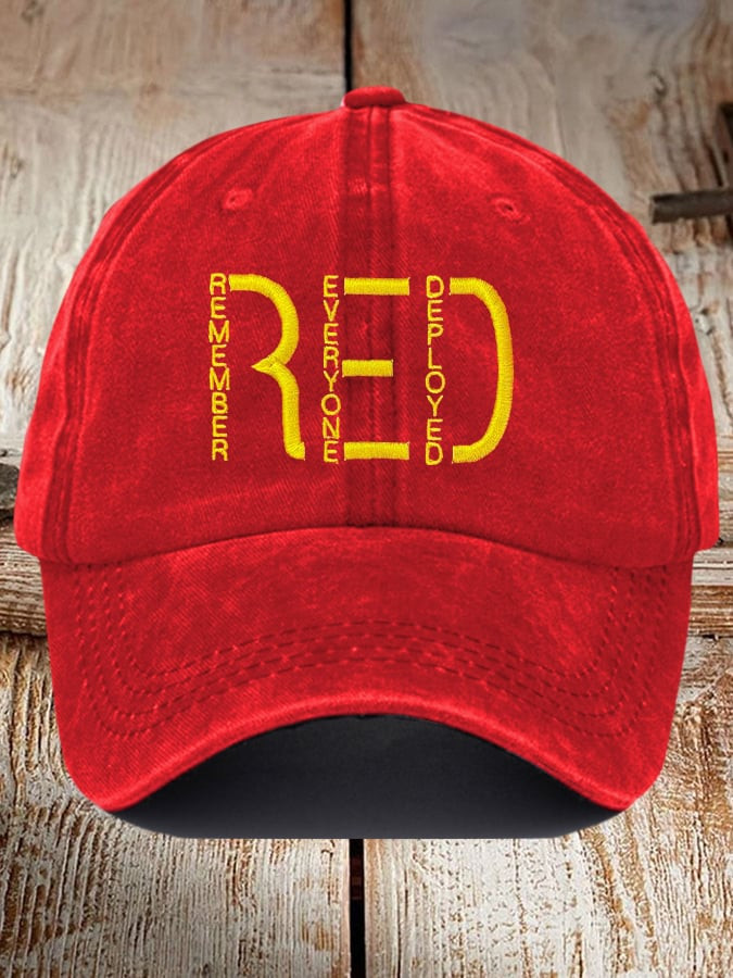 On Fridays We Wear Red Remember Everyone Deployed Hat R E D Friday Cap Tribute Presents