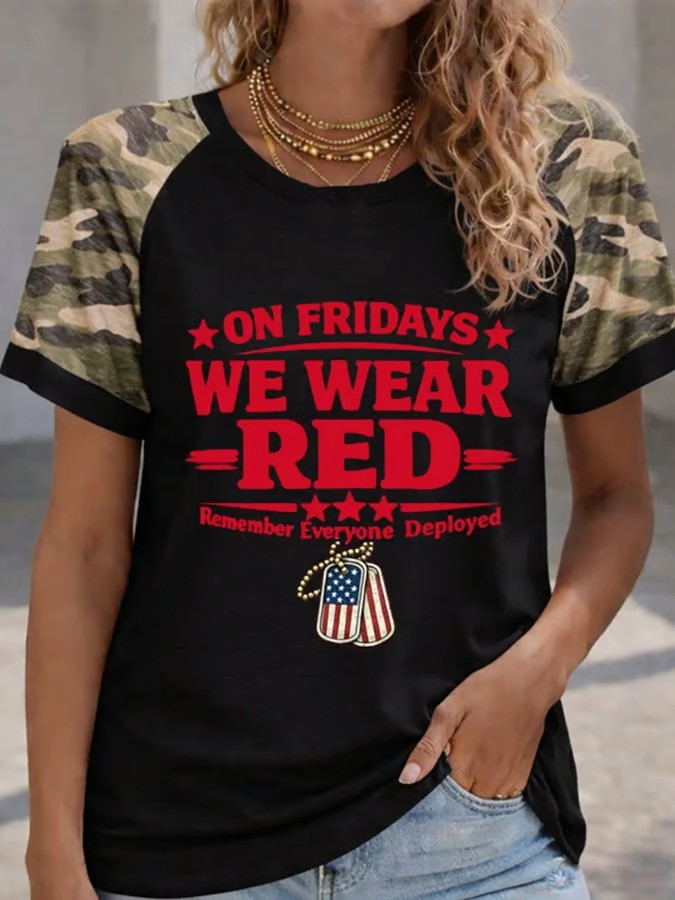 On Fridays We Wear Red Remember Everyone Deployed T-Shirt Military Camo Shirt Best Gift For Veterans