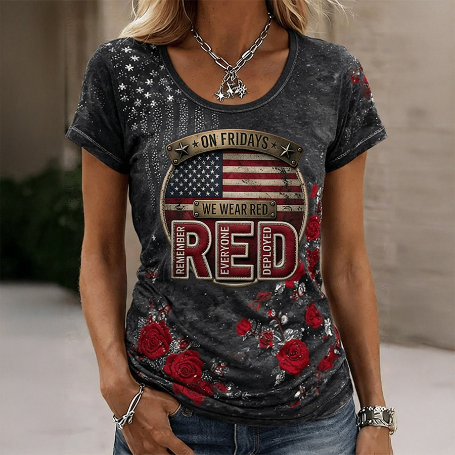 On Fridays We Wear Red T-Shirt Remember Everyone Deployed Shirt Gift For Wife