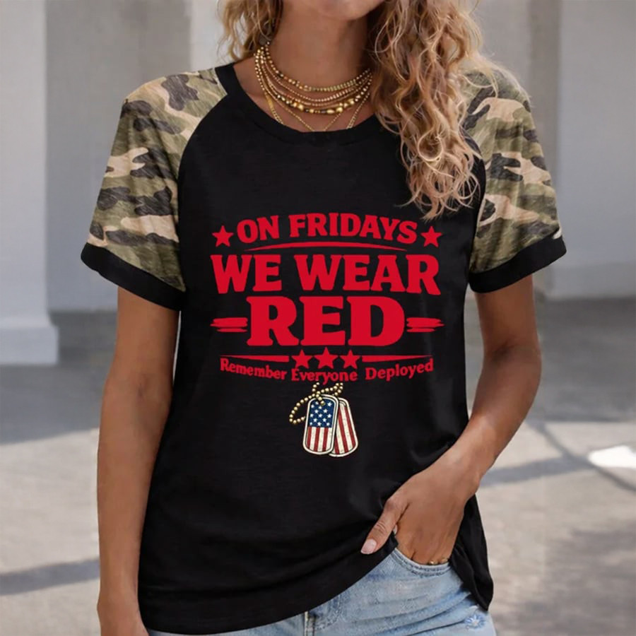 On Fridays We Wear Red T-Shirt Remember Everyone Deployed Shirt Patriotic Gift Ideas