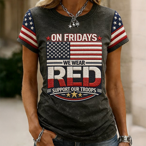On Fridays We Wear Red T-Shirt Remember Everyone Deployed Shirt Patriotic Mom Gift
