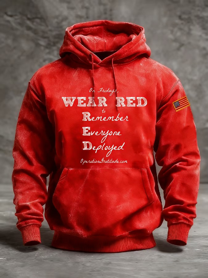 On Fridays Wear Red To Remember Everyone Deployed Hoodie Military Retirement Hoodie