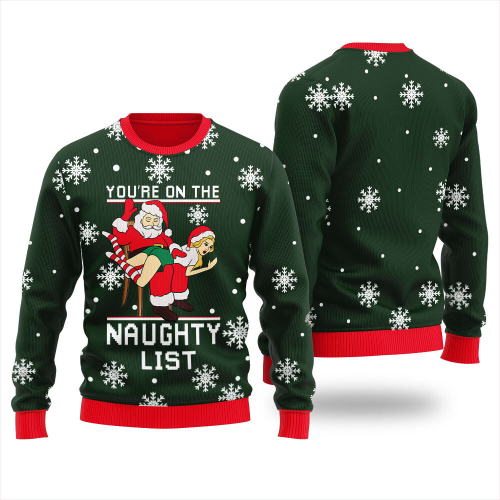 On Santa Naughty List Ugly Christmas Sweater Trending Christmas Merch Gift 2025 Collection