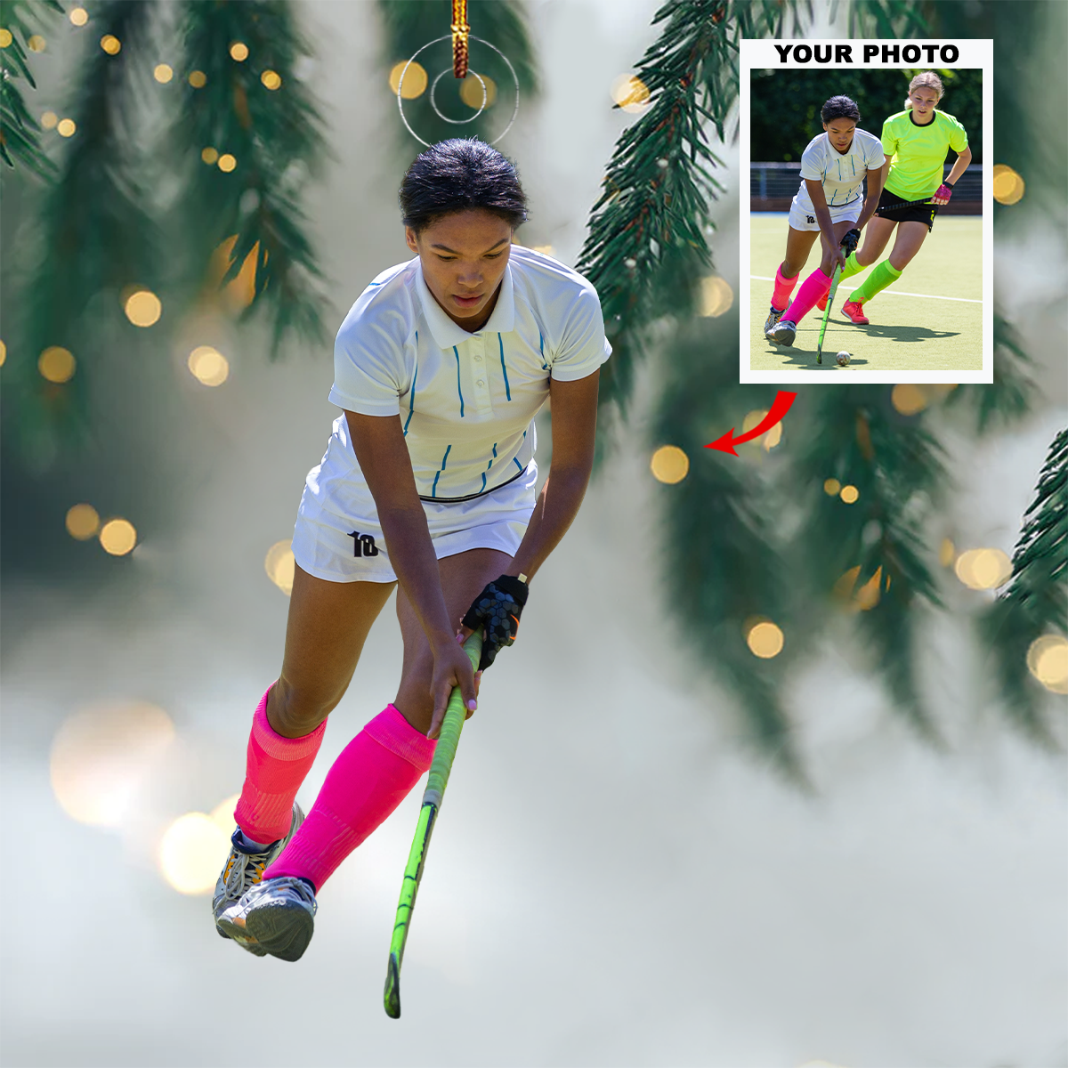 On The Field Personalized Photo Mica Ornament Christmas Gift For Family Members Ice Ho