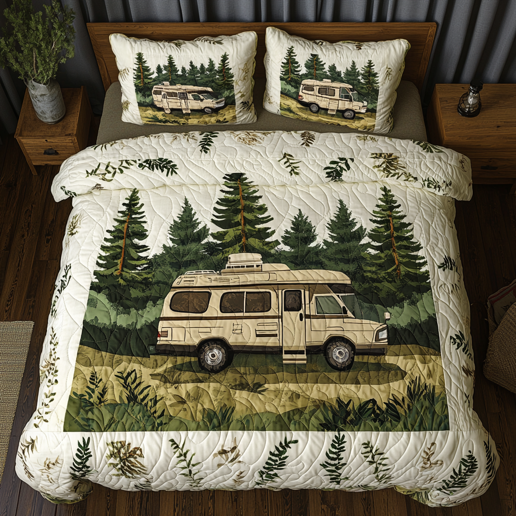 On the Road Quilted Bedding Set Best Bedspread Set Camping Gifts For Girlfriend