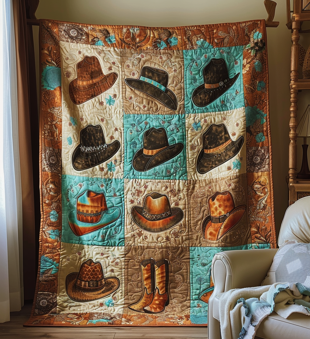 Once Upon A Rodeo Hats Quilted Blanket Gift Ideas For Cow Lovers