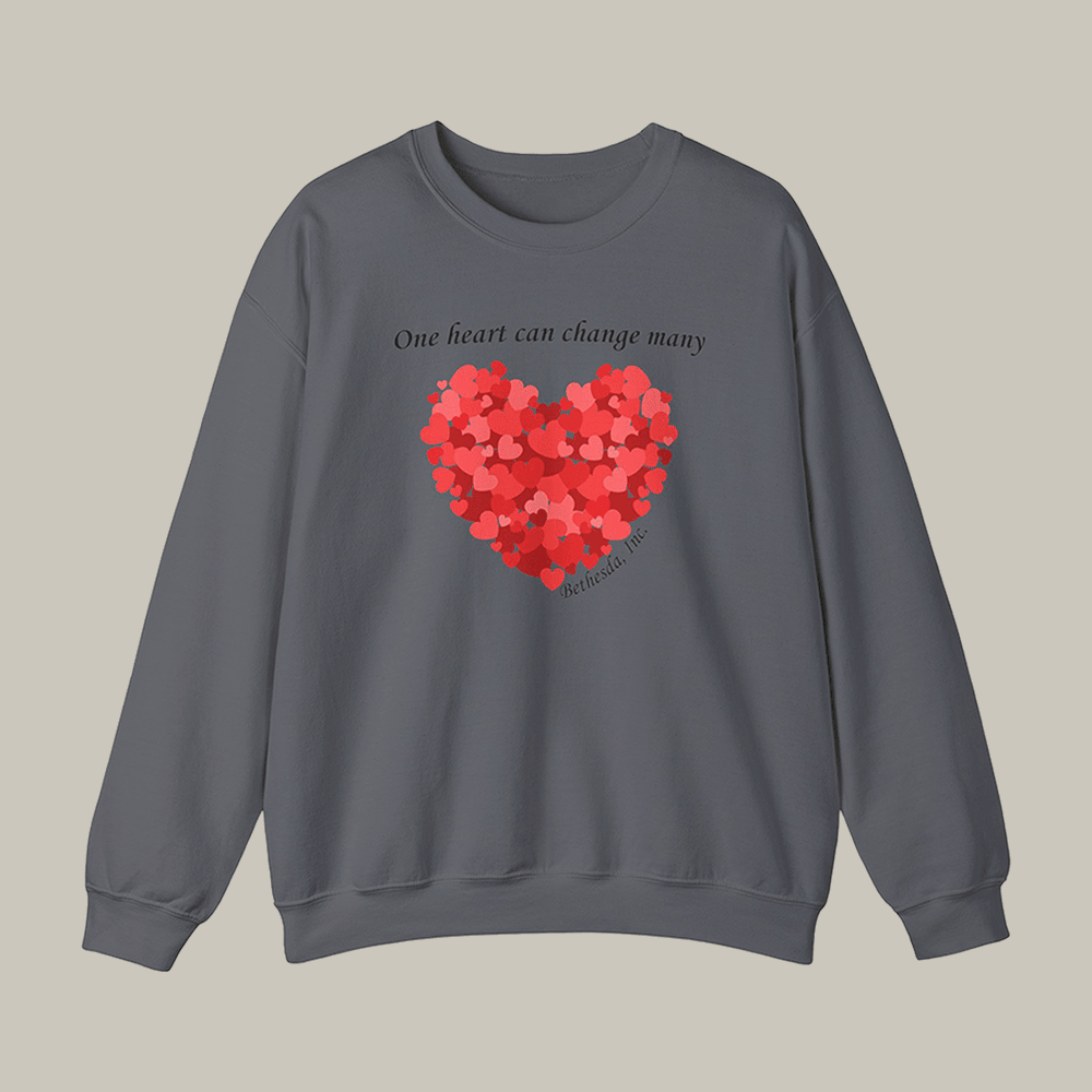 One Heart Can Change Many Bethesda Sweatshirt Bethesda Apparel Social Supporter Presents