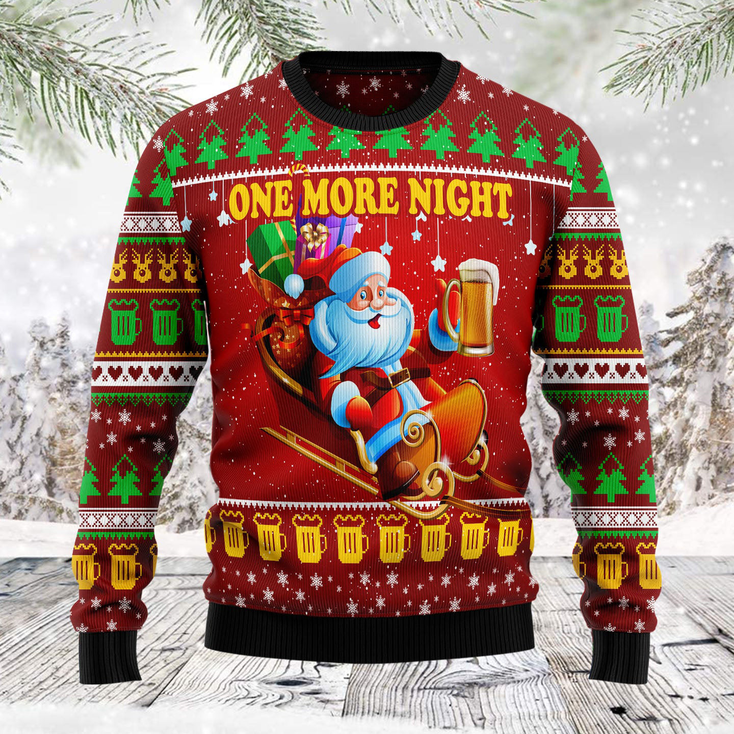 One More Night Beer Ugly Christmas Sweater Winter Clothing Santa Claus Xmas Gifts