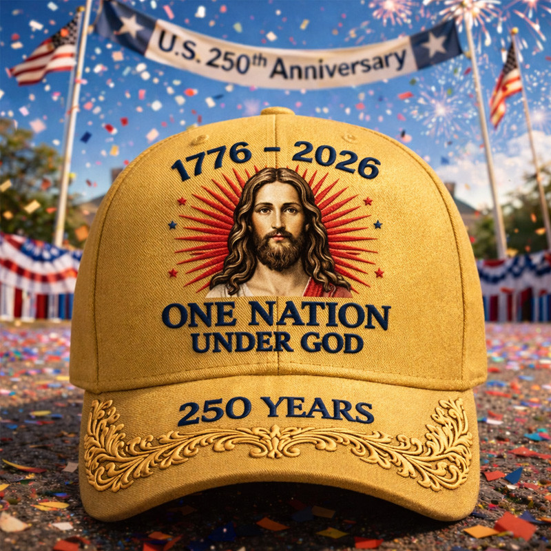 One Nation Under God 250 Years 1776 2026 Jesus Hat Independence Day Baseball Cap