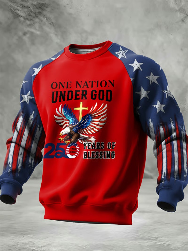 One Nation Under God 250 Years Of Blessing Sweatshirt 1776 2026 Patriotic USA Gift For Veterans