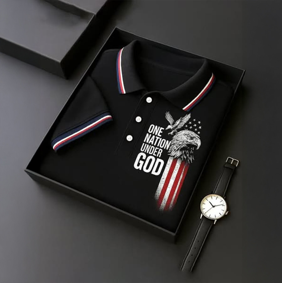 One Nation Under God Anniversary Polo Shirt American Eagle Shirt Best 4th Of July Gifts