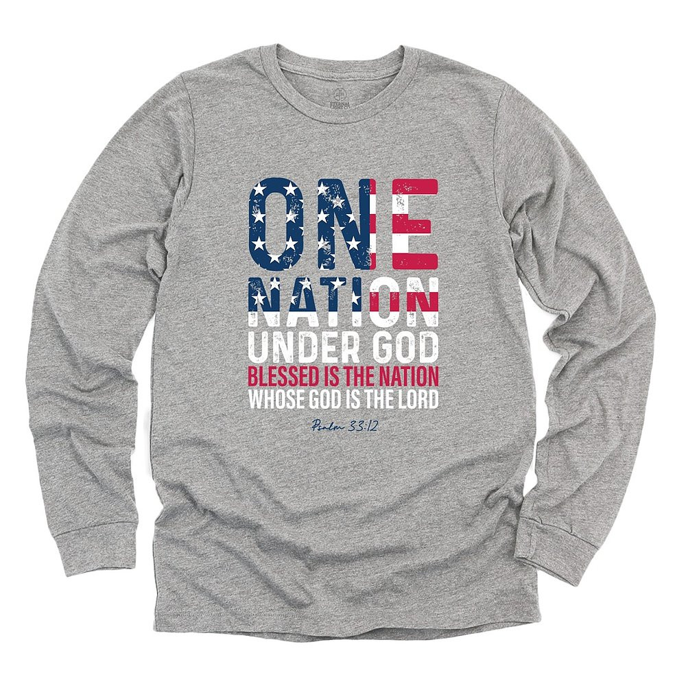 One Nation Under God Blessed Is The Nation Whose God Is The Lord Long Sleeve Shirt Christian Gifts