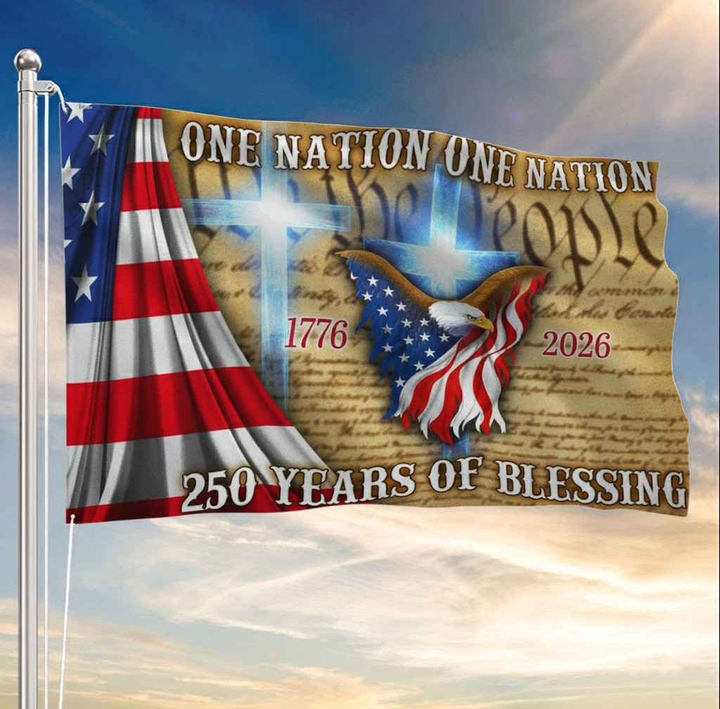One Nation Under God Flag 250 Years Blessing American Patriotic Grommet Flag Gift For Him