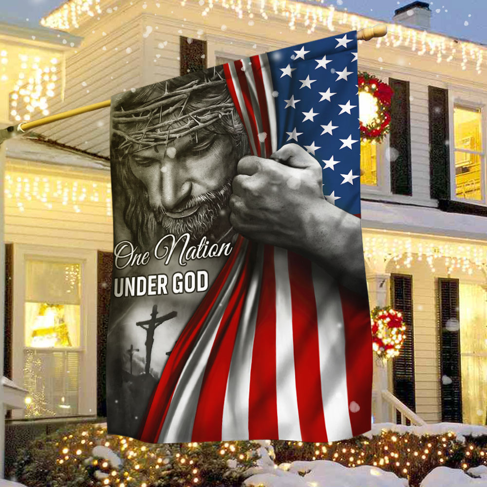 One Nation Under God Flag Jesus Flag Gift For Faith Based Patriotic Decor