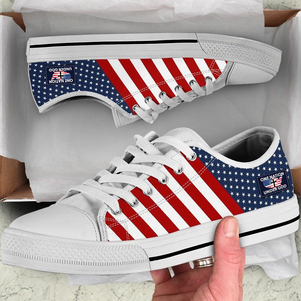 One Nation Under God Low Top Shoes American Flag Patriotic Shoes Gifts For Christian One Nation Under God Low Top Shoes American Flag Patriotic Shoes Gifts For Christian