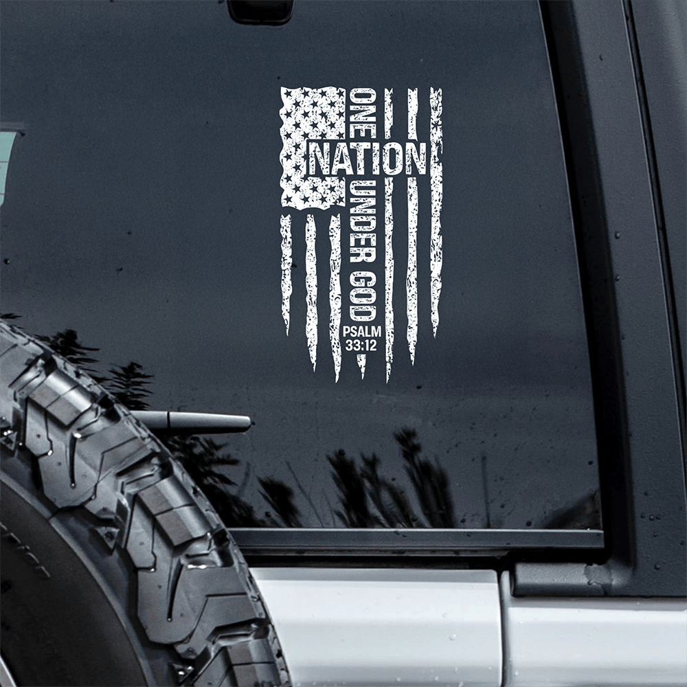 One Nation Under God Patriotic Car Window Decal Sticker Independence Day Sticker