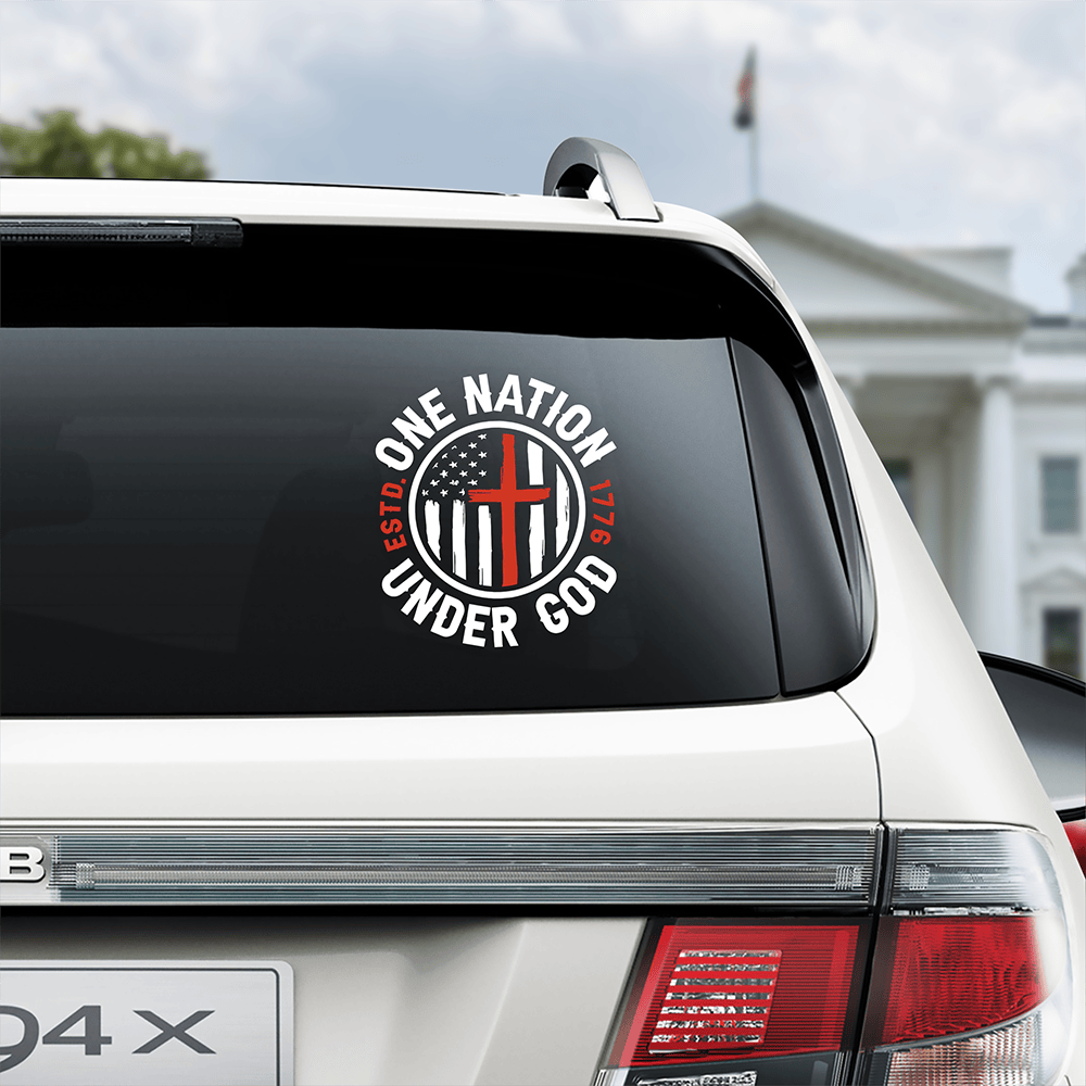 One Nation Under God Patriotic Usa Car Window Decal Stickers Fourth Of July Gift For Car Drivers