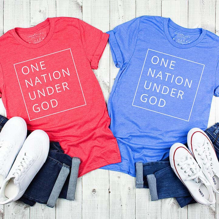 One Nation Under God Shirt - Blue Christian Gifts For Women