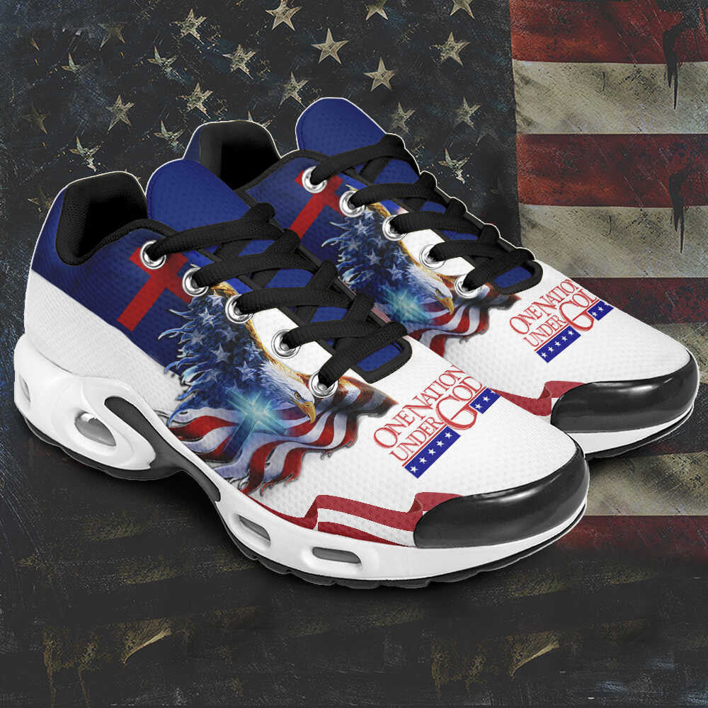 One Nation Under God Sneakers American Eagle Cross Christian Patriotic Shoes Merchandise