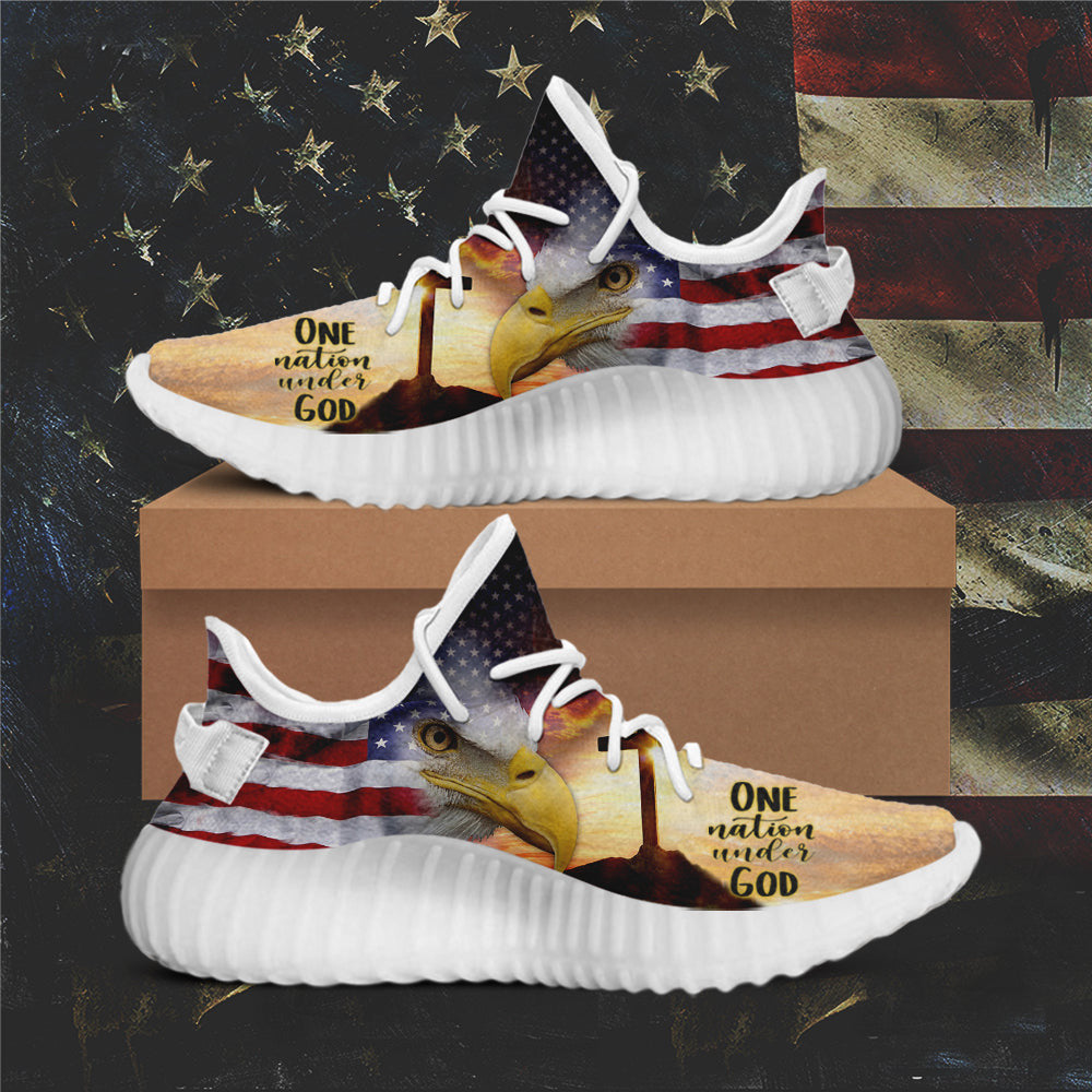 One Nation Under God Sneakers American Flag Eagle Patriotic Shoes Christian Merchandise