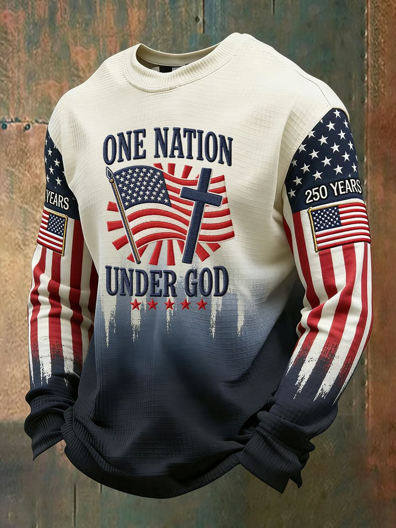 One Nation Under God USA 250 Years Long Sleeve Shirt July 4 Clothes 4Th Of July Gifts