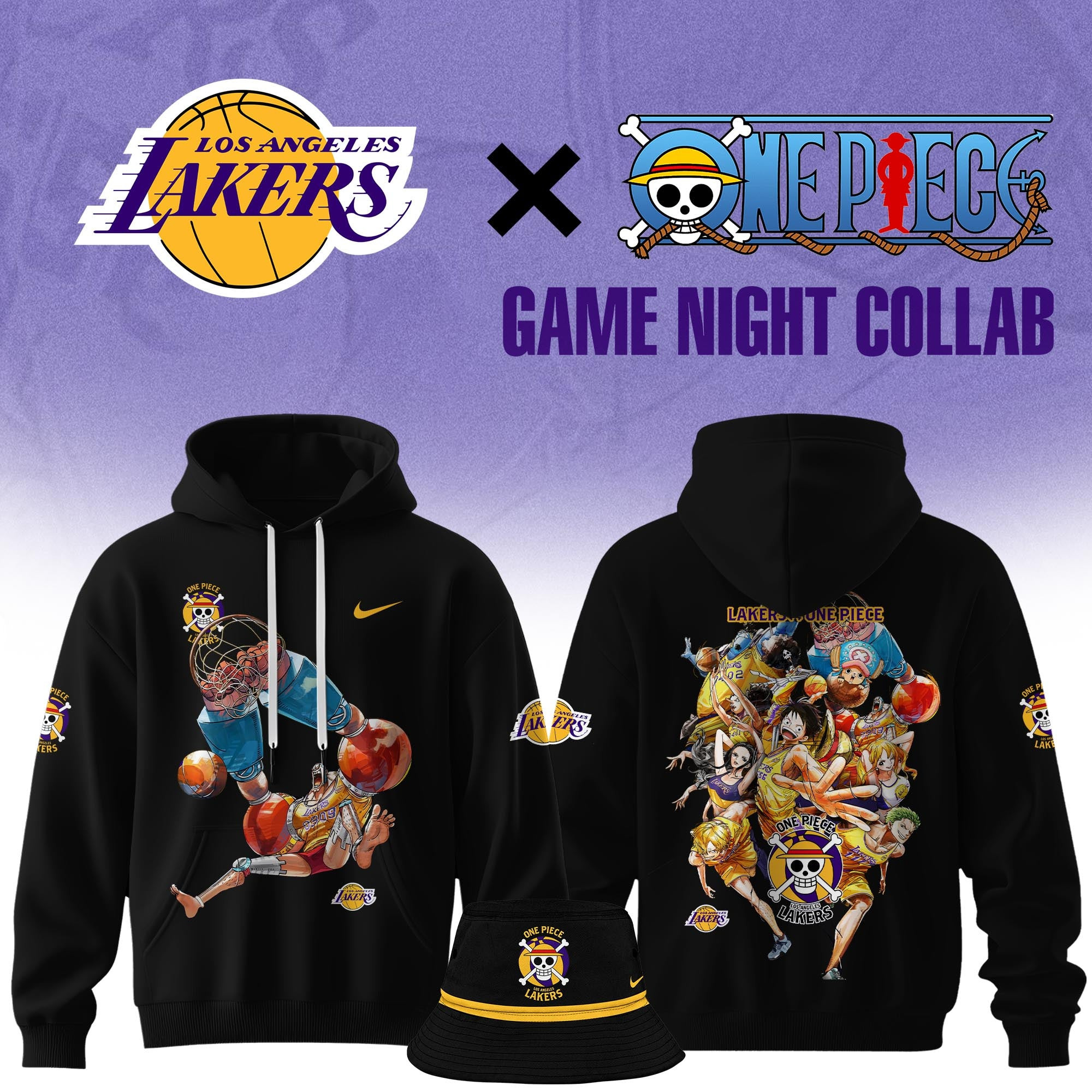 One Piece Franky Los Angeles Lakers Hoodie Gifts For Basketball Lovers