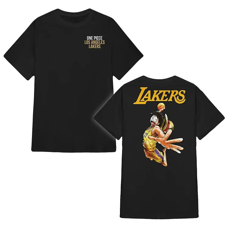 One Piece Luffy Los Angeles Lakers T-Shirt Gifts For Basketball Lovers