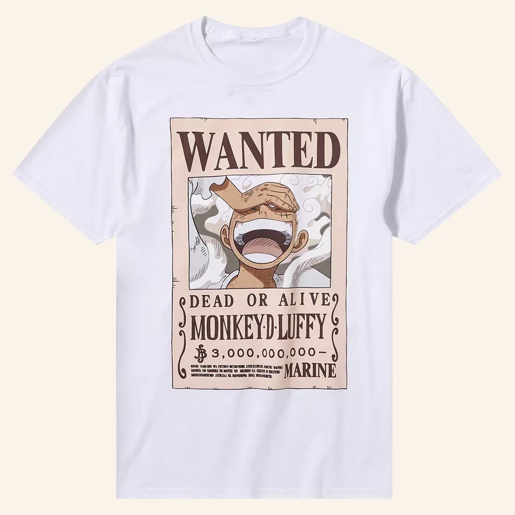 One Piece Merch Luffy Gear 5 Wanted Poster T-Shirt Anime Fan Gift Ideas One Piece Merch Luffy Gear 5 Wanted Poster T-Shirt Anime Fan Gift Ideas