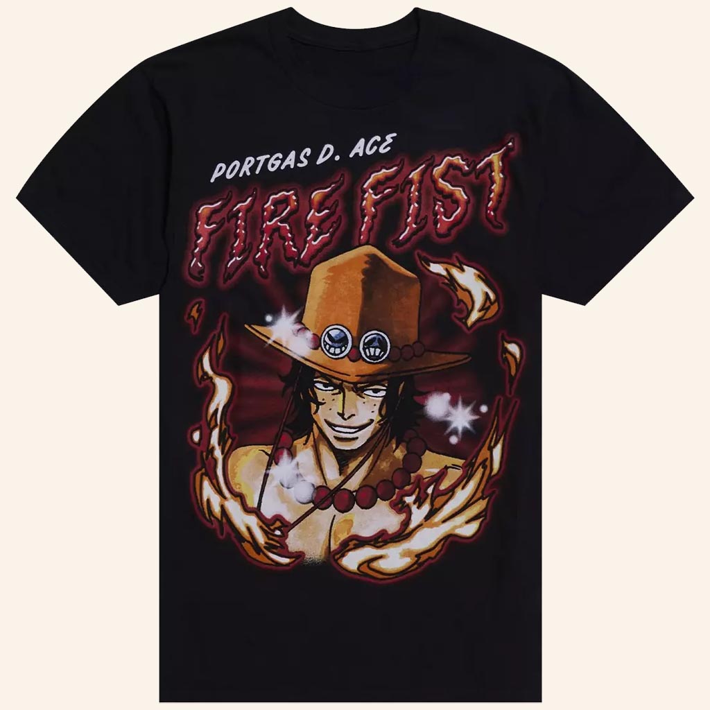 One Piece Merch Portgas D Ace Fire Fist T-Shirt Gifts For Anime Fans