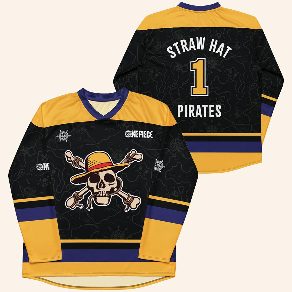 One Piece Merch Straw Hat Pirates Hockey Jersey Presents For Anime Lovers One Piece Merch Straw Hat Pirates Hockey Jersey Presents For Anime Lovers