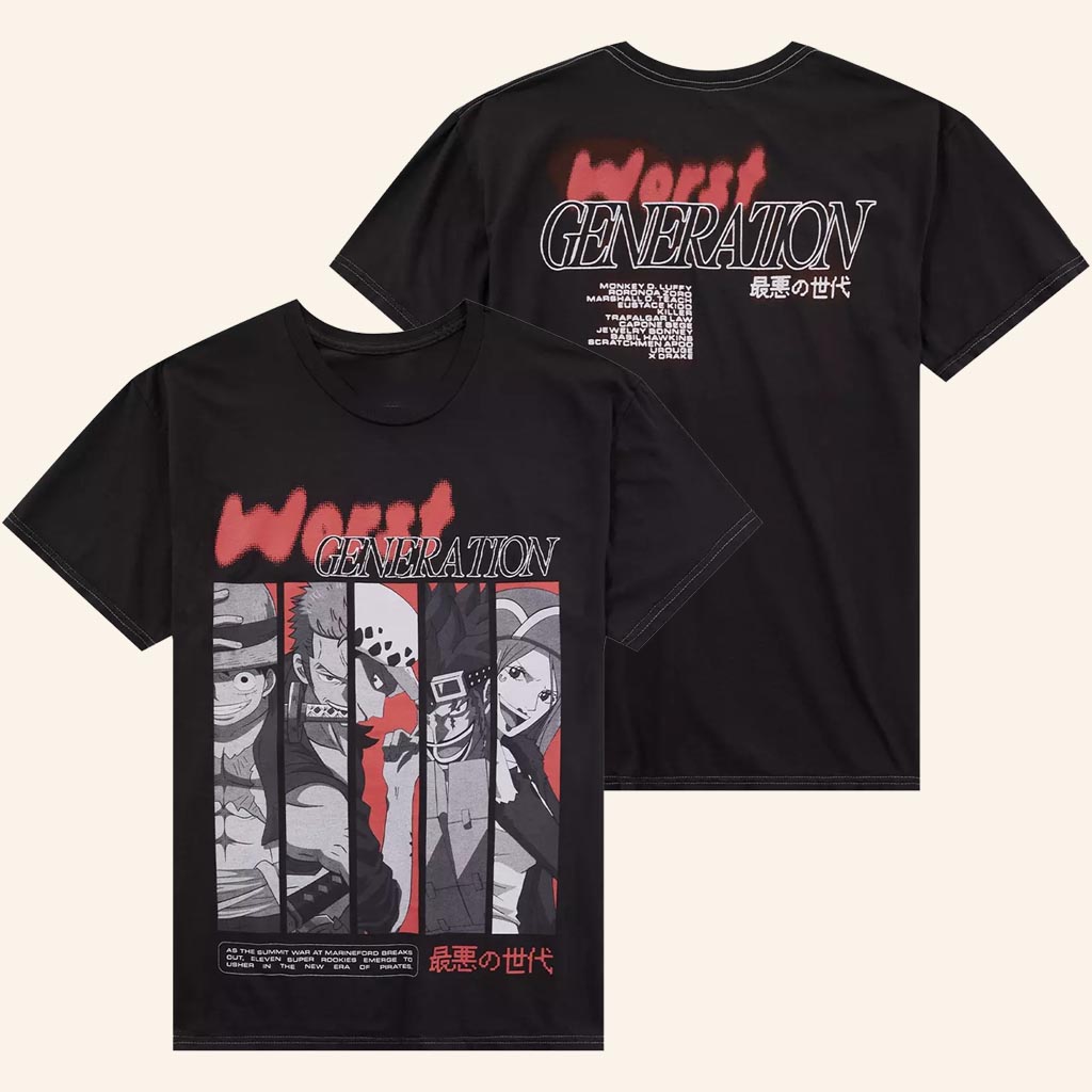 One Piece Merch Worst Generation Panel T-Shirt Birthday Present For Anime Lover One Piece Merch Worst Generation Panel T-Shirt Birthday Present For Anime Lover