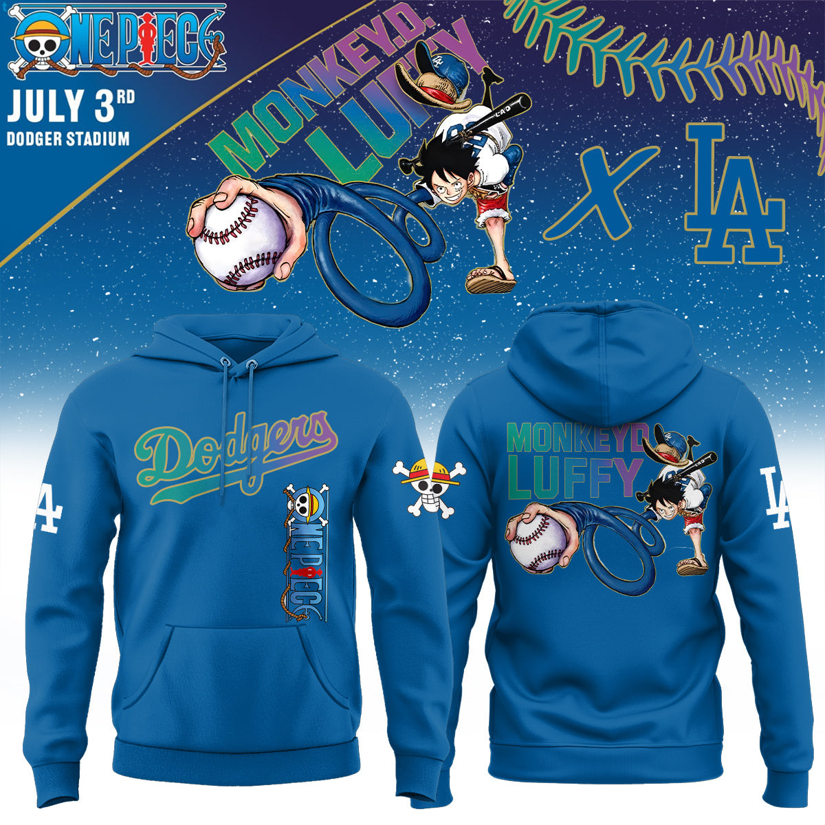ONE PIECE Night x Los Angeles Hoodie Best Gift For A Baseball Fan