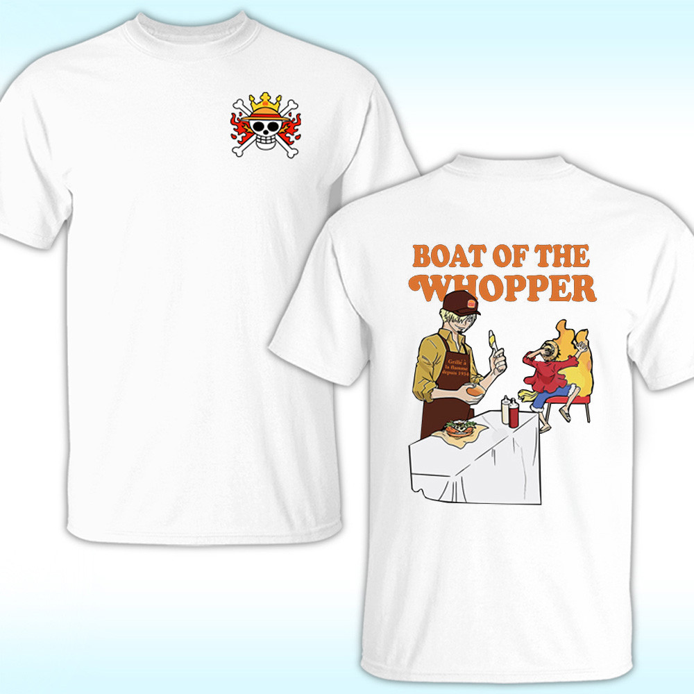 One Piece X Burger King Shirt Collab Merch Boat Of The Whopper Luffy And Sanji Fan Gifts