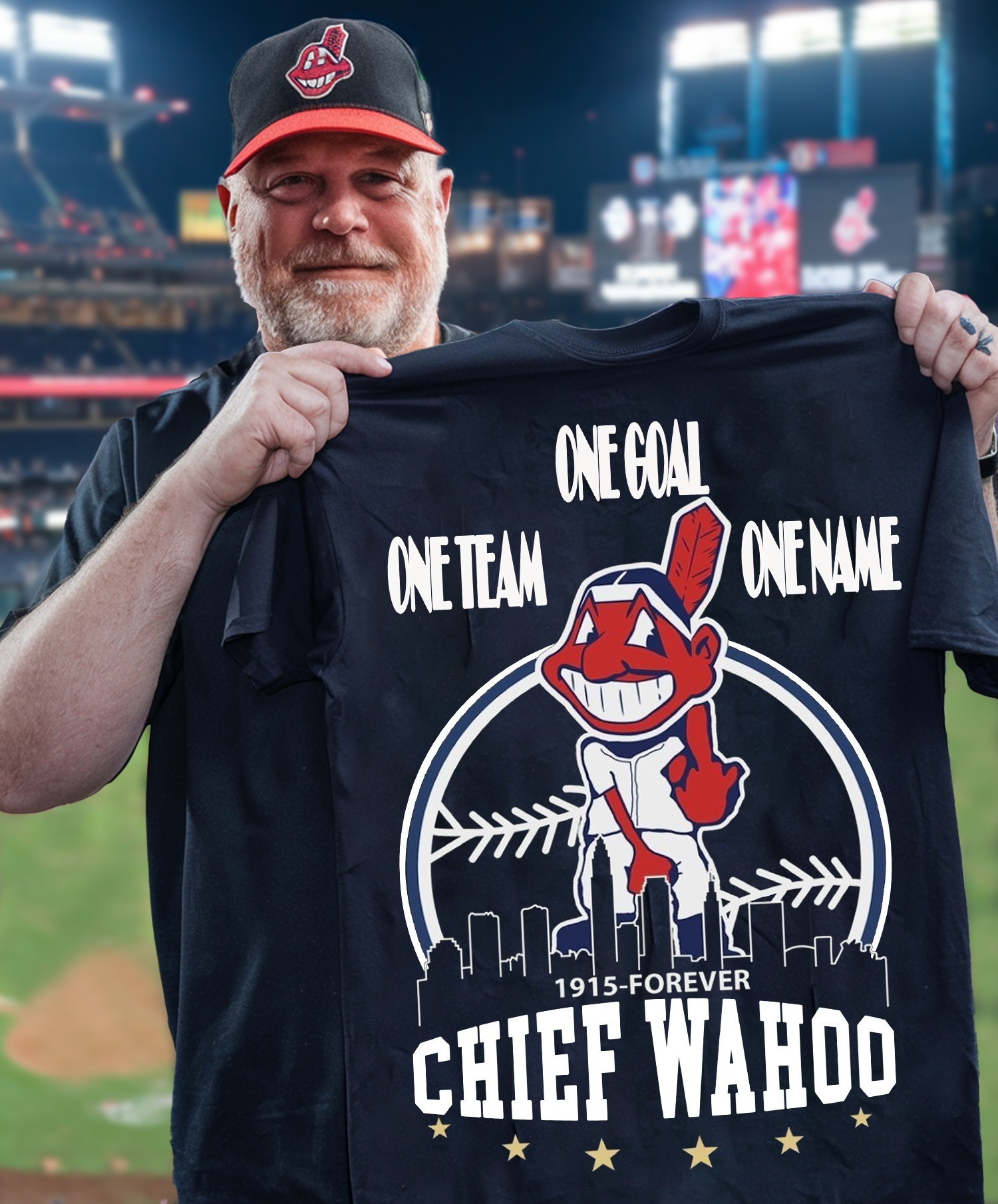 One Team One Goal Forever One Name Indians Chief Wahoo T-Shirt Cleveland Indians Fan Gifts