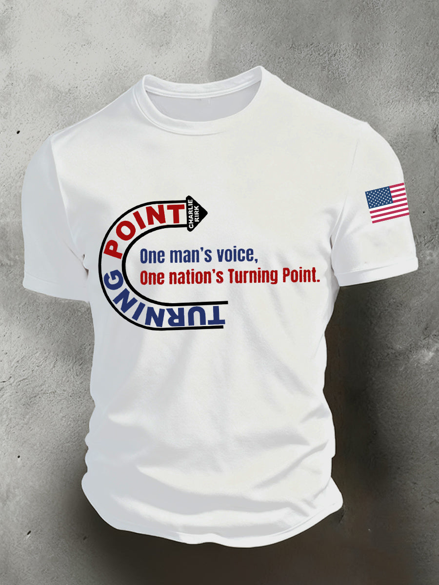 One Voice One Nation Turning Point Short Sleeved T Shirt White Rip Charlie Kirk Merch