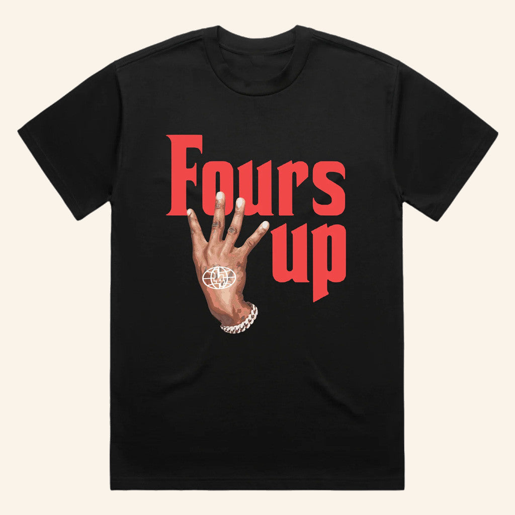 Onefour Store Merch Fours Up Black Tee Onefour Store Merch Fours Up Black Tee
