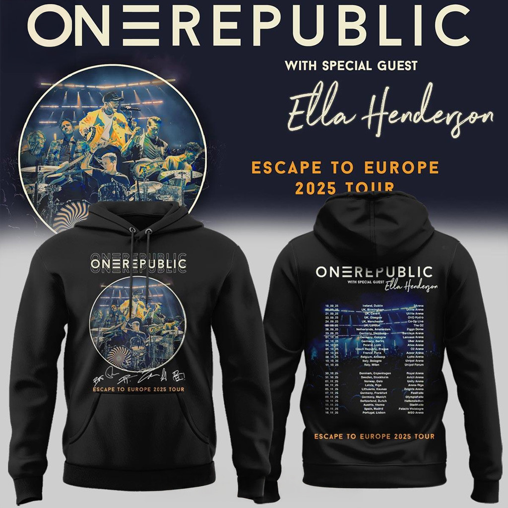 OneRepublic Escape To Europe 2025 Tour Hoodie OneRepublic Merch Gifts For Pop Band Fans